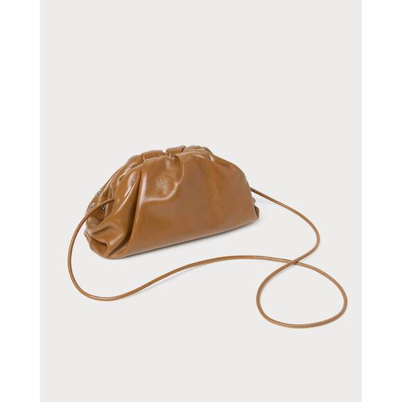 NEW LOEFFLER RANDALL women\'s bailey leather dome clutch bag in safari/silver